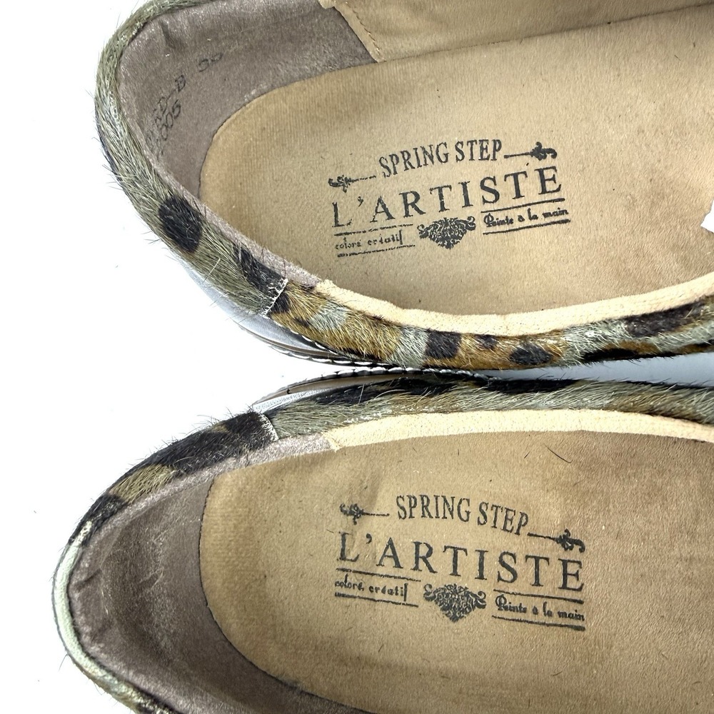 Spring Step L'Artiste Libbi Leopard Shoes 39 Whimsical Lace Up Animal Hair - Picture 3 of 8